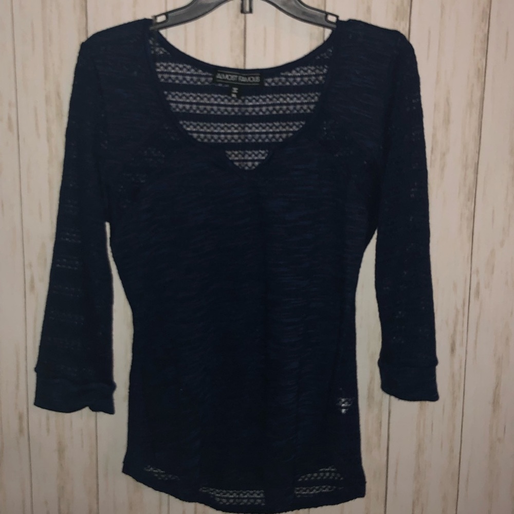 Almost Famous Knit see thru top XL JR blue